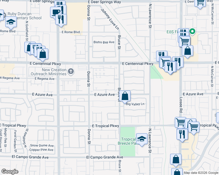 map of restaurants, bars, coffee shops, grocery stores, and more near 1156 Maple Pines Avenue in North Las Vegas