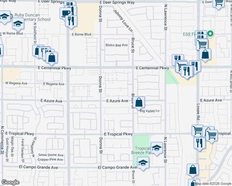 map of restaurants, bars, coffee shops, grocery stores, and more near 1026 Maple Pines Avenue in North Las Vegas
