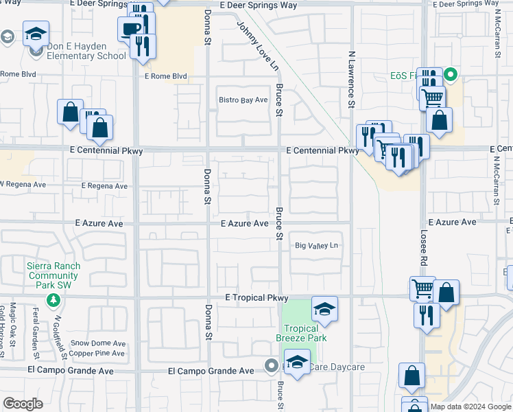 map of restaurants, bars, coffee shops, grocery stores, and more near 1156 Maple Pines Avenue in North Las Vegas