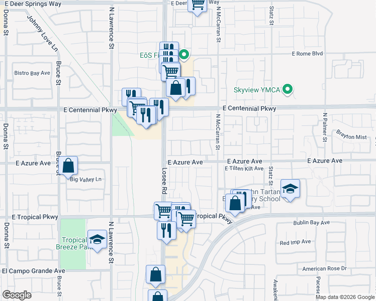 map of restaurants, bars, coffee shops, grocery stores, and more near 2605 Torch Avenue in North Las Vegas