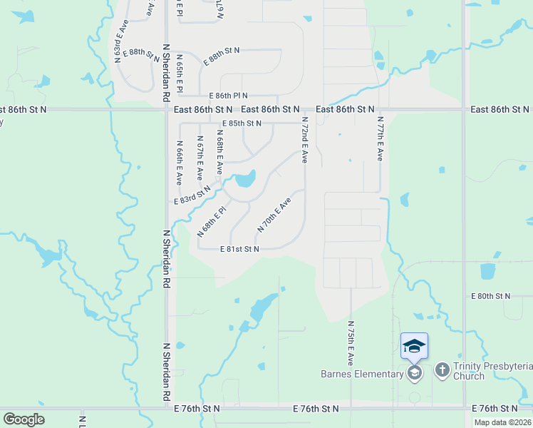 map of restaurants, bars, coffee shops, grocery stores, and more near 8150 North 70th East Avenue in Owasso