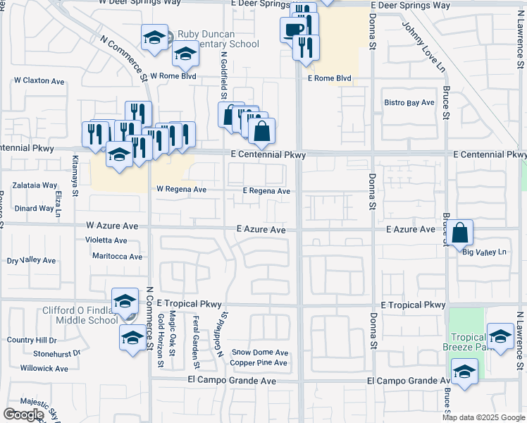 map of restaurants, bars, coffee shops, grocery stores, and more near 6229 Mangler Street in North Las Vegas