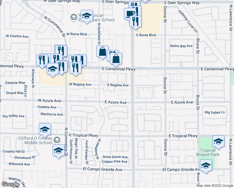 map of restaurants, bars, coffee shops, grocery stores, and more near 6229 Mangler Street in North Las Vegas