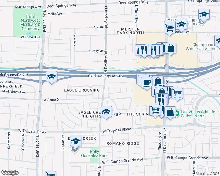 map of restaurants, bars, coffee shops, grocery stores, and more near 6228 Autumn Creek Drive in Las Vegas
