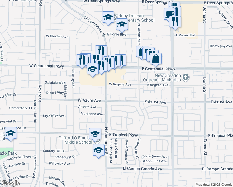 map of restaurants, bars, coffee shops, grocery stores, and more near 200 Vegas Verde Avenue in North Las Vegas