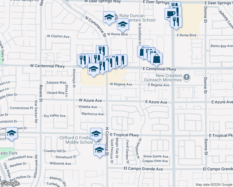 map of restaurants, bars, coffee shops, grocery stores, and more near 204 Vegas Verde Avenue in North Las Vegas