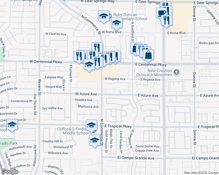 map of restaurants, bars, coffee shops, grocery stores, and more near 208 Vegas Verde Avenue in North Las Vegas