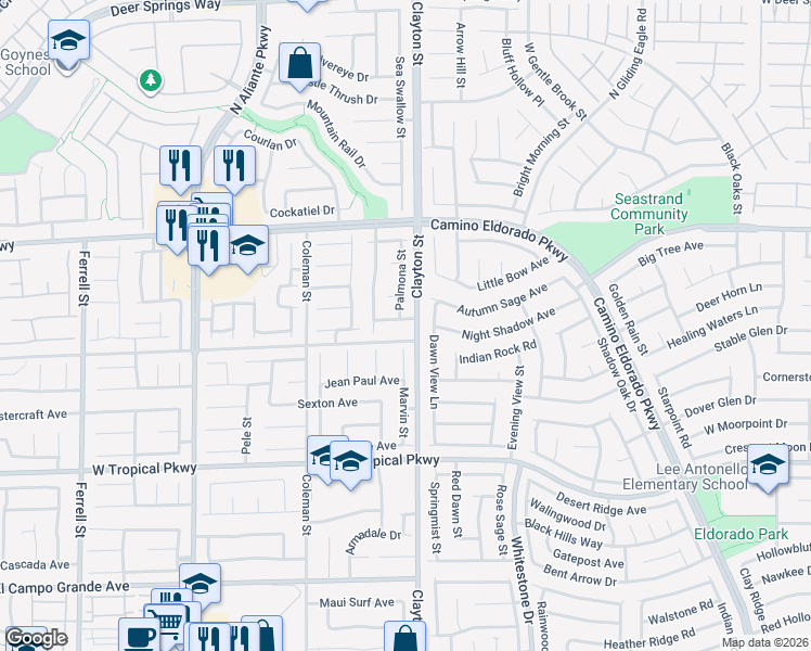 map of restaurants, bars, coffee shops, grocery stores, and more near 2009 Caddo Mills Avenue in North Las Vegas