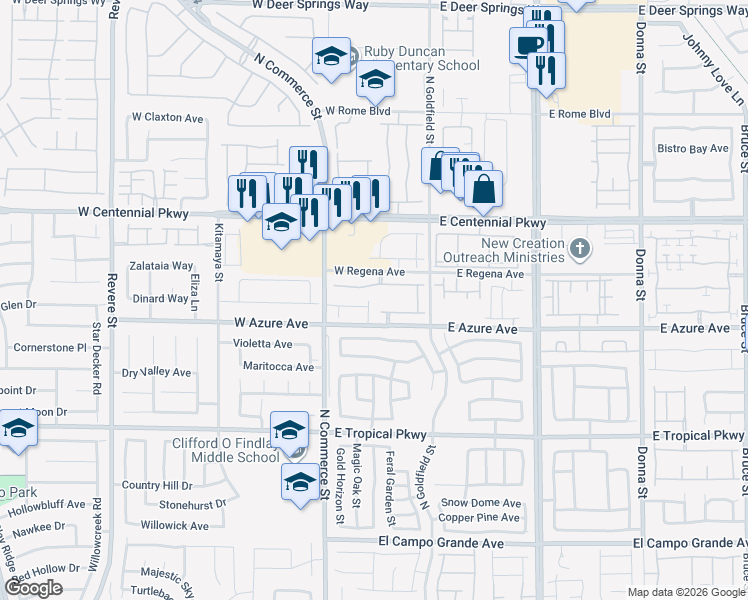 map of restaurants, bars, coffee shops, grocery stores, and more near 6232 Seastrand Street in North Las Vegas