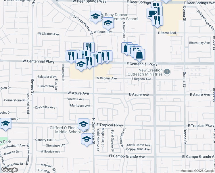 map of restaurants, bars, coffee shops, grocery stores, and more near 6232 Seastrand Street in North Las Vegas