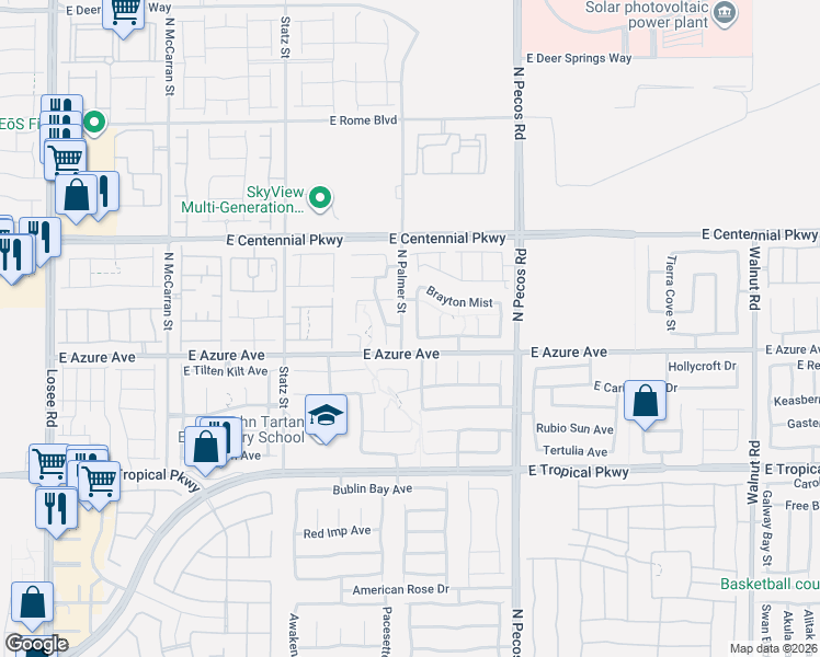 map of restaurants, bars, coffee shops, grocery stores, and more near 3209 Edinboro Ridge Avenue in North Las Vegas