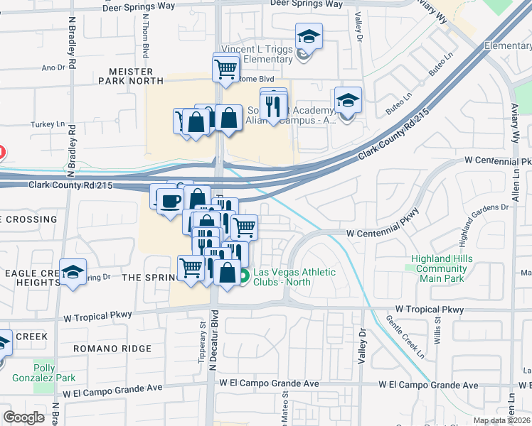 map of restaurants, bars, coffee shops, grocery stores, and more near 4650 Ranch House Road in North Las Vegas