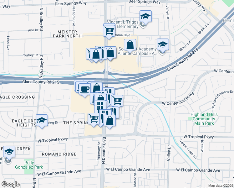 map of restaurants, bars, coffee shops, grocery stores, and more near 4650 Ranch House Road in North Las Vegas
