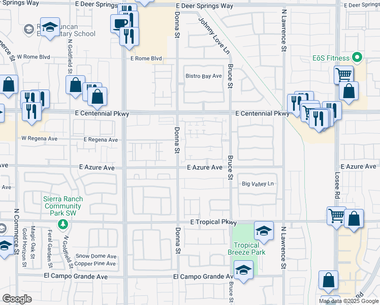 map of restaurants, bars, coffee shops, grocery stores, and more near 927 Sunny Acres Avenue in North Las Vegas