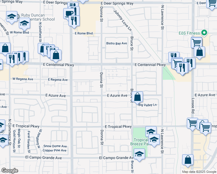 map of restaurants, bars, coffee shops, grocery stores, and more near 927 Sunny Acres Avenue in North Las Vegas