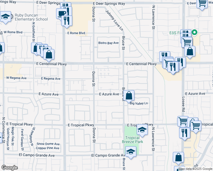 map of restaurants, bars, coffee shops, grocery stores, and more near 1033 Maple Pines Avenue in North Las Vegas