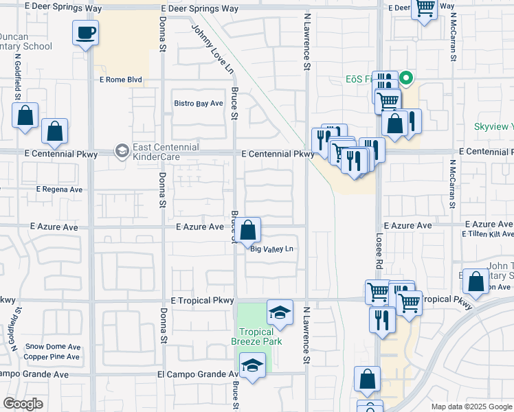 map of restaurants, bars, coffee shops, grocery stores, and more near 1505 Sagebrush Ranch Way in North Las Vegas