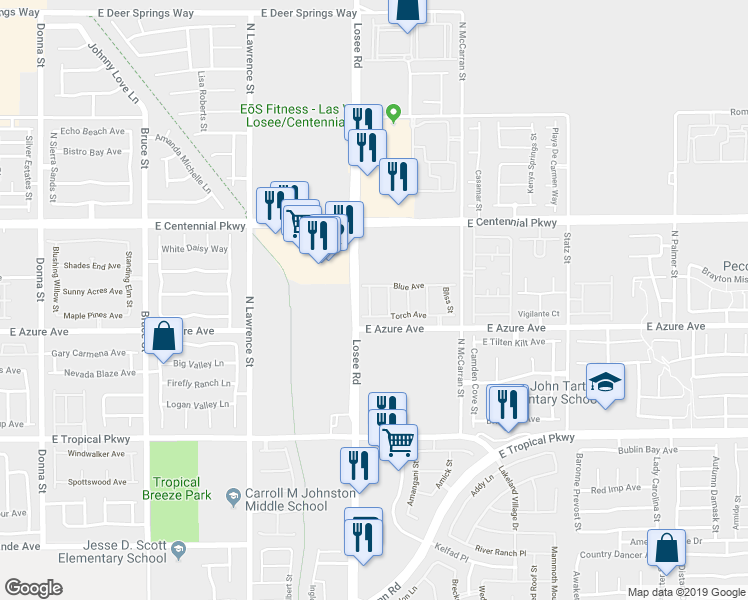 map of restaurants, bars, coffee shops, grocery stores, and more near 2517 Torch Avenue in North Las Vegas