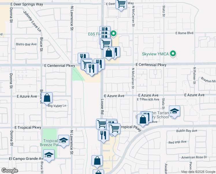 map of restaurants, bars, coffee shops, grocery stores, and more near 2517 Torch Avenue in North Las Vegas