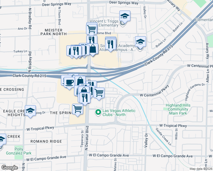 map of restaurants, bars, coffee shops, grocery stores, and more near 4650 Ranch House Road in North Las Vegas