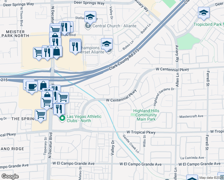 map of restaurants, bars, coffee shops, grocery stores, and more near 6224 Stratford Bay Street in North Las Vegas