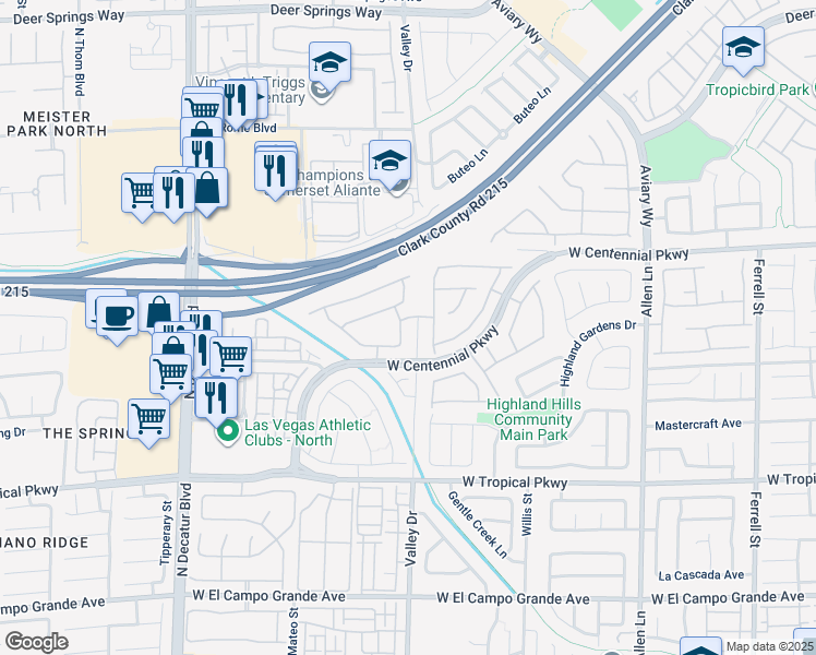 map of restaurants, bars, coffee shops, grocery stores, and more near 6224 Stratford Bay Street in North Las Vegas