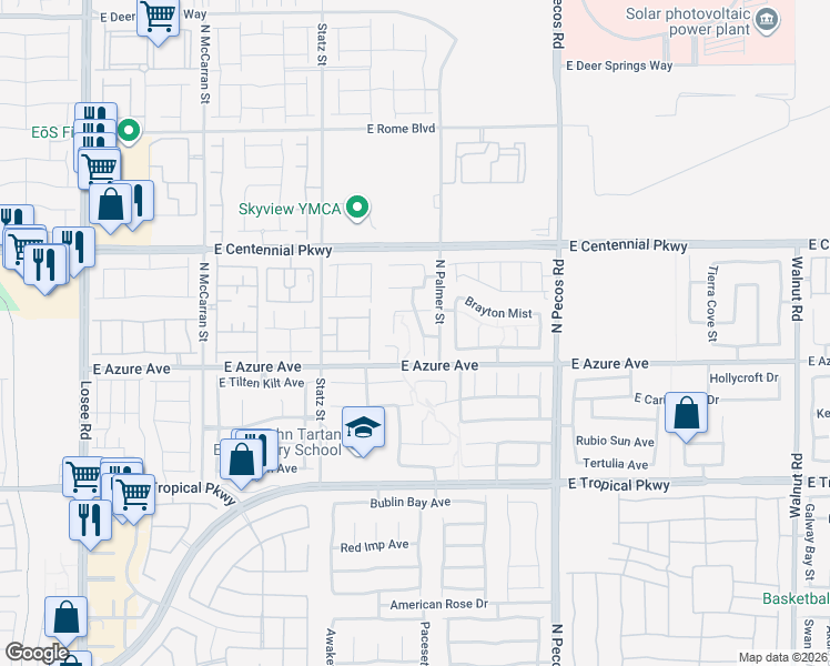map of restaurants, bars, coffee shops, grocery stores, and more near 3144 Spring City Avenue in North Las Vegas