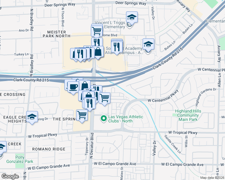 map of restaurants, bars, coffee shops, grocery stores, and more near 4650 Ranch House Road in North Las Vegas