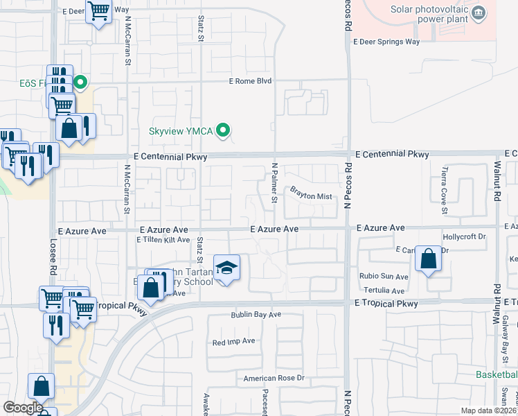 map of restaurants, bars, coffee shops, grocery stores, and more near 6237 Capehart Falls Street in North Las Vegas