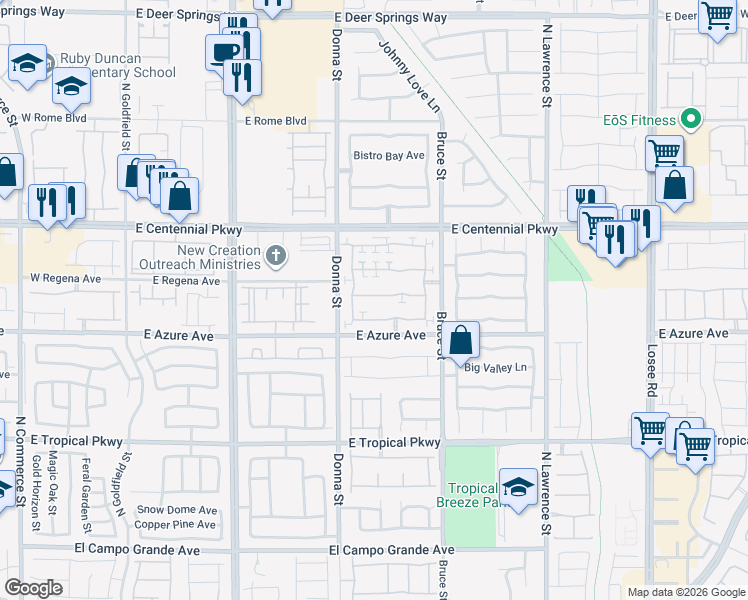 map of restaurants, bars, coffee shops, grocery stores, and more near 1005 Sunny Acres Avenue in North Las Vegas