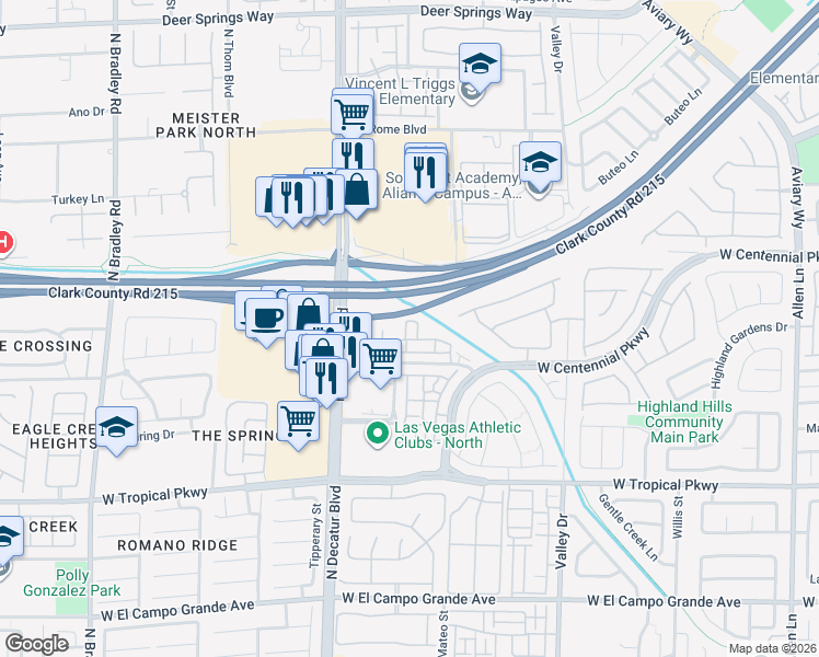 map of restaurants, bars, coffee shops, grocery stores, and more near 4650 Ranch House Road in North Las Vegas
