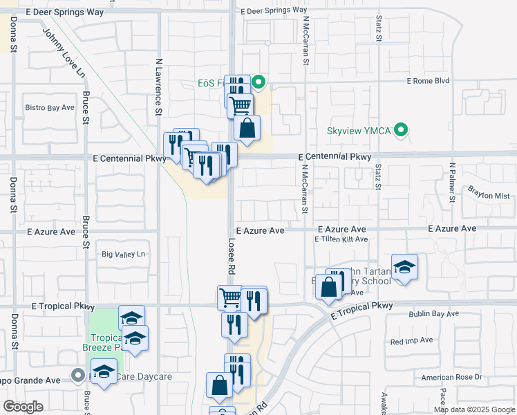 map of restaurants, bars, coffee shops, grocery stores, and more near 6224 Dara Street in North Las Vegas