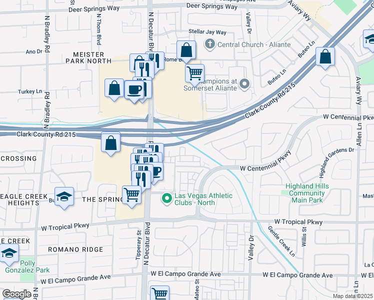 map of restaurants, bars, coffee shops, grocery stores, and more near 4650 Ranch House Road in North Las Vegas