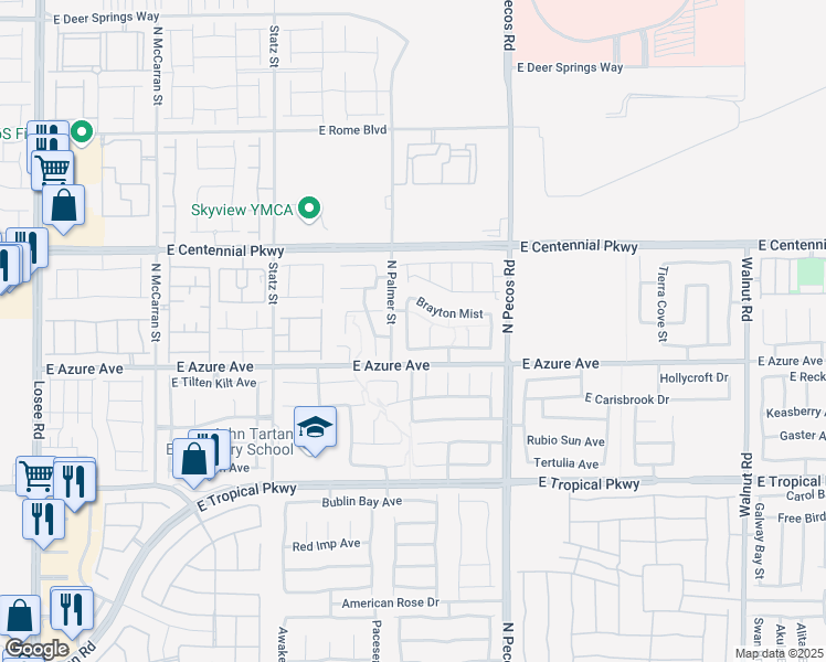 map of restaurants, bars, coffee shops, grocery stores, and more near 6228 Mercer Valley Street in North Las Vegas