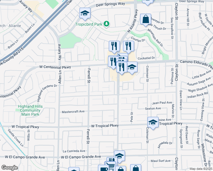 map of restaurants, bars, coffee shops, grocery stores, and more near 3018 San Niccolo Court in North Las Vegas