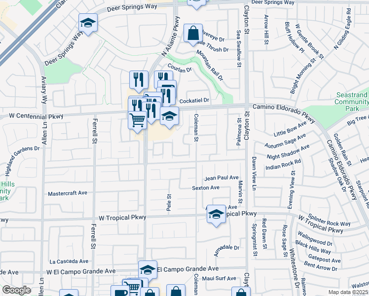 map of restaurants, bars, coffee shops, grocery stores, and more near 2413 Mullady Avenue in North Las Vegas