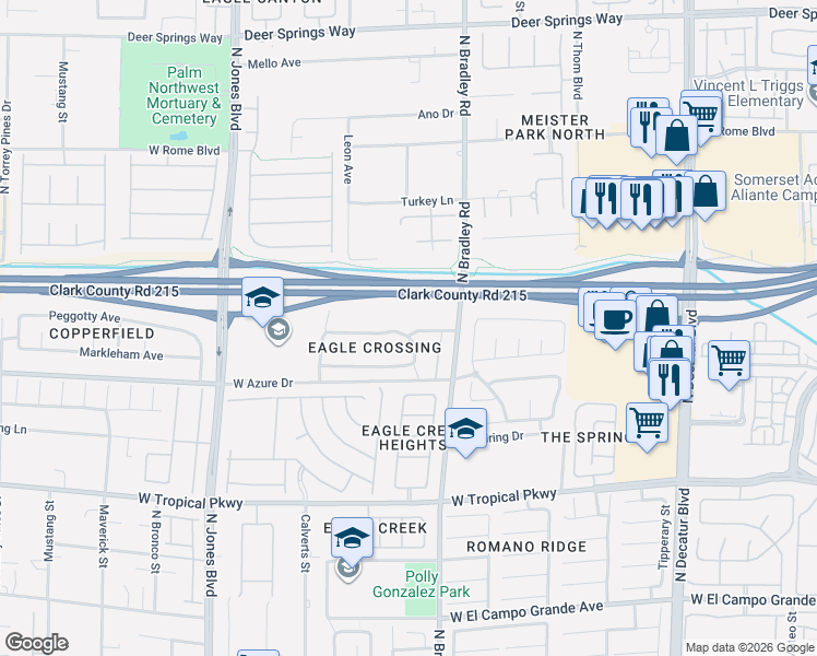 map of restaurants, bars, coffee shops, grocery stores, and more near 5516 Eagle Claw Avenue in Las Vegas