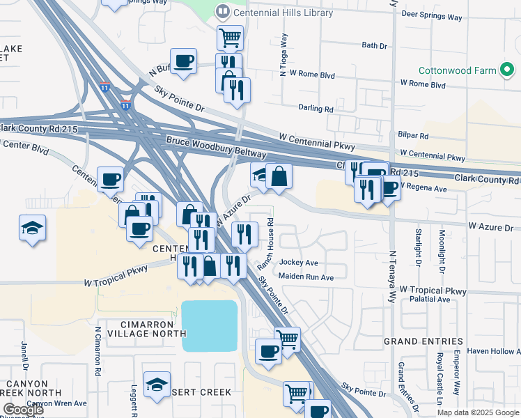 map of restaurants, bars, coffee shops, grocery stores, and more near 7558 Durham Hall Avenue in Las Vegas