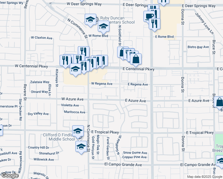 map of restaurants, bars, coffee shops, grocery stores, and more near 37 Delighted Avenue in North Las Vegas