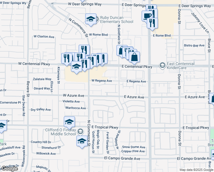 map of restaurants, bars, coffee shops, grocery stores, and more near 109 Delighted Avenue in North Las Vegas