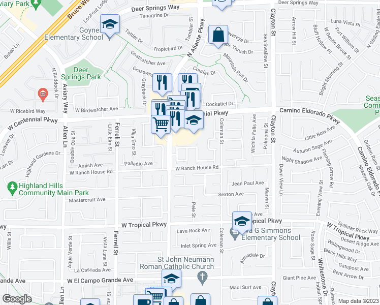 map of restaurants, bars, coffee shops, grocery stores, and more near 6224 North Silver Vein Street in North Las Vegas