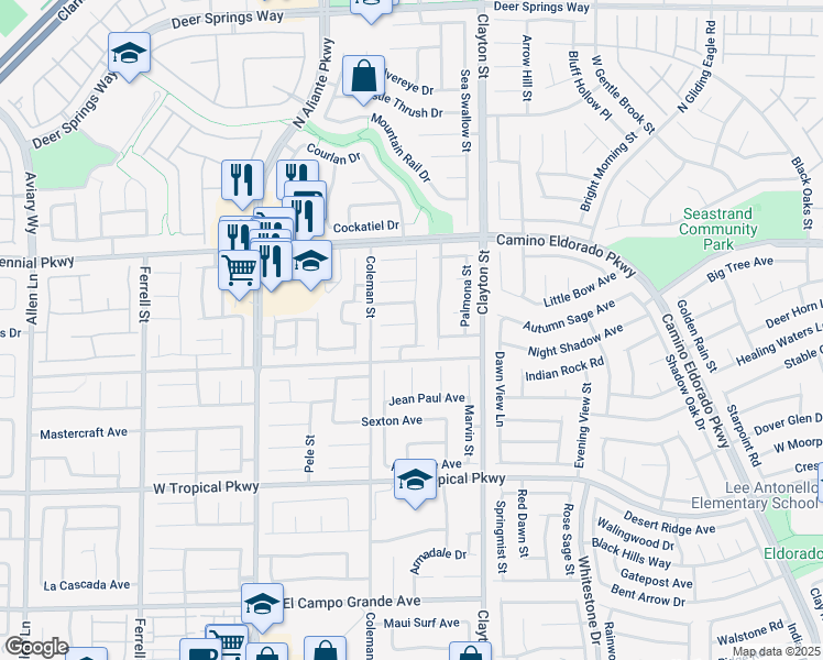 map of restaurants, bars, coffee shops, grocery stores, and more near 2261 Dalton Ridge Court in North Las Vegas