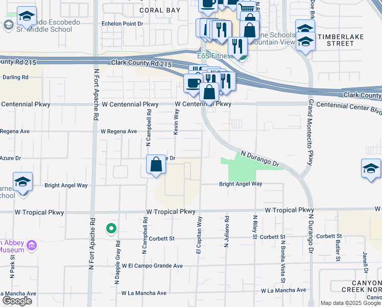map of restaurants, bars, coffee shops, grocery stores, and more near 8820 Tierney Court in Las Vegas