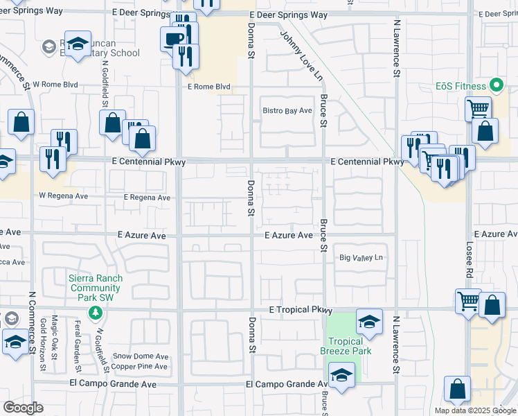 map of restaurants, bars, coffee shops, grocery stores, and more near 927 Shades End Avenue in North Las Vegas