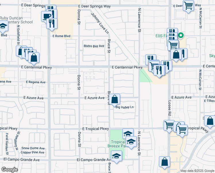 map of restaurants, bars, coffee shops, grocery stores, and more near 6242 Standing Elm Street in North Las Vegas
