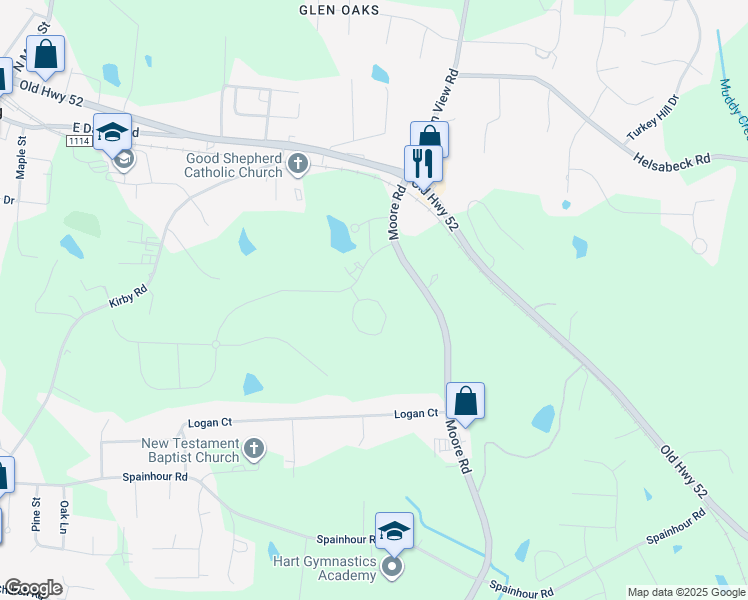 map of restaurants, bars, coffee shops, grocery stores, and more near Plumtree Court in King