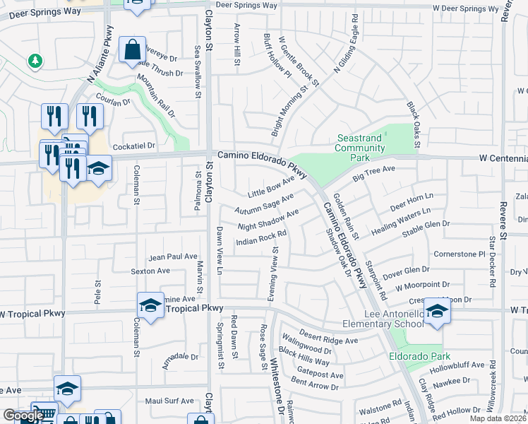 map of restaurants, bars, coffee shops, grocery stores, and more near 1730 Autumn Sage Avenue in North Las Vegas