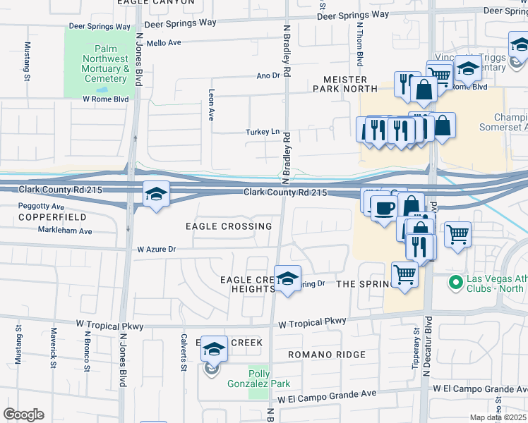 map of restaurants, bars, coffee shops, grocery stores, and more near 5412 Eagle Claw Avenue in Las Vegas