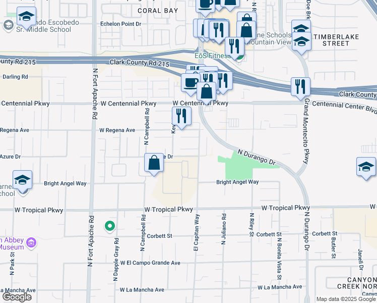 map of restaurants, bars, coffee shops, grocery stores, and more near 8820 Tierney Court in Las Vegas
