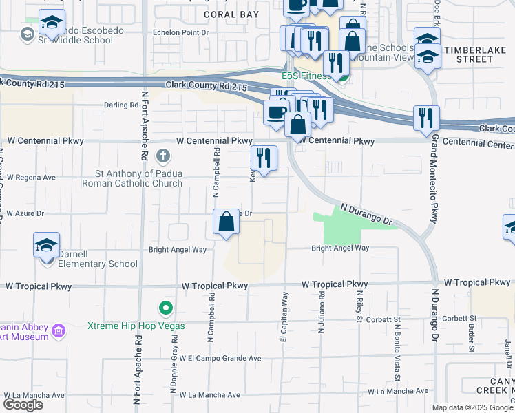 map of restaurants, bars, coffee shops, grocery stores, and more near 8888 Tierney Court in Las Vegas